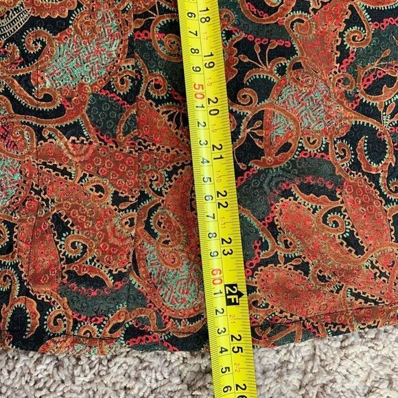 Vintage Worthington Brown Black Paisley Satin Blouse Button Down Medium - Picture 7 of 7